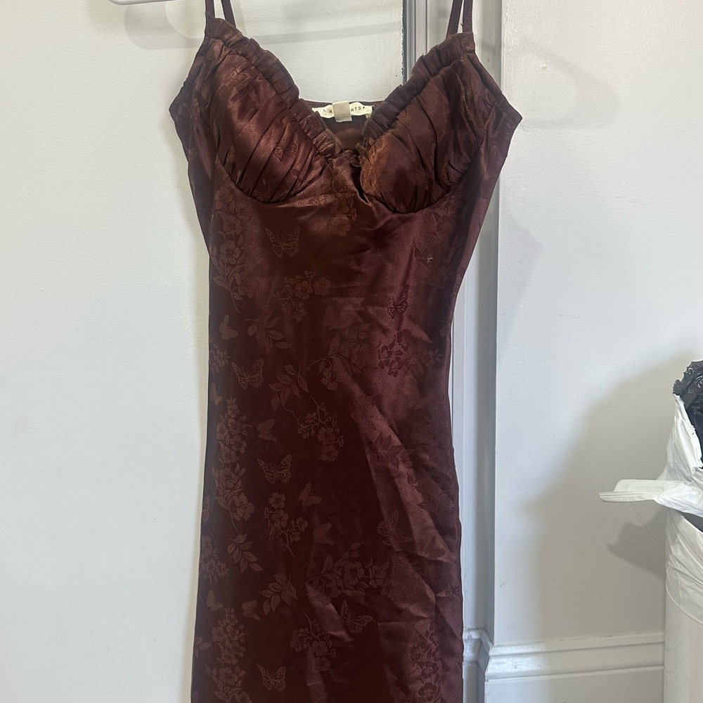 PacSun la heart brown silk dress.